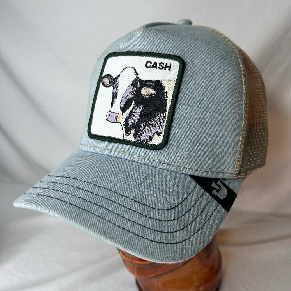 Goorin Bros Men's Trucker Hat Cap - Cash Cow adjustable Light Blue Denim